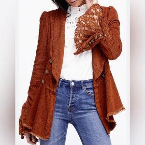 Free People Throwback Corduroy Jacket Features Button Up Cuffs With Lace. Size M